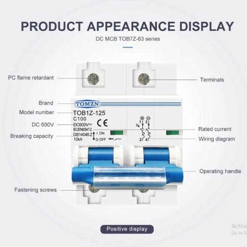 2P DC MCB Circuit Breaker 125A